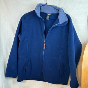 L.L. Bean Women's Small Blue Full Zip Heavy WarmJacket Fleece  Cinch Pockets